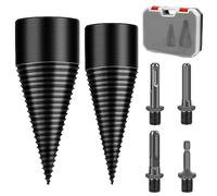 MaxEarn Set di spaccalegna per legno con punte coniche da 32 mm + 42 mm + 4 manici per trapano, spaccalegna da ardere, spaccalegna a spirale, spaccalegna a vite conica per la casa