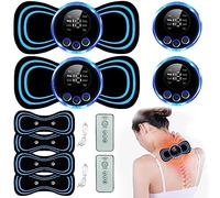 Maxee 2 pezzi EMS massaggiatore portatile, 8 modalità, 19 livelli, senza fili, autoadesivo, massaggiatore per spalle, collo, sollievo dal dolore dei muscoli del corpo, mini massaggio cervicale, 4