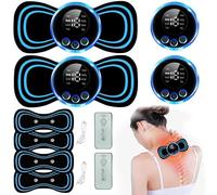 Maxee 2Pcs Massaggiatore Cervicale Collo Con Telecomando, 8 Modalità 19 Livelli Massaggiatore EMS, Mini Massaggio Elettrico Portatile per il Con 4 Cerotti Massaggianti per Spalle e Schiena