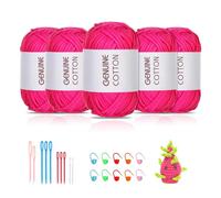 Maxee 5 x 50 g, filato spesso in cotone per uncinetto, per principianti, senza uncinetto, lana Amigurumi, filato di cotone grosso, semplice per lavorare a maglia