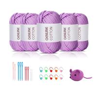 Maxee 5 x 50 g, filato spesso in cotone per uncinetto, per principianti, senza uncinetto, lana Amigurumi, filato di cotone grosso, semplice per lavorare a maglia
