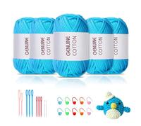 Maxee 5 x 50 g, filato spesso in cotone per uncinetto, per principianti, senza uncinetto, lana Amigurumi, filato di cotone grosso, semplice per lavorare a maglia