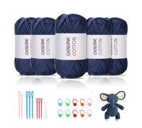 Maxee 5 x 50 g, filato spesso in cotone per uncinetto, per principianti, senza uncinetto, lana Amigurumi, filato di cotone grosso, semplice per lavorare a maglia