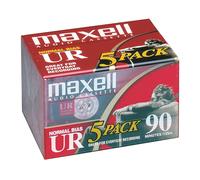 Maxell 108562 UR-90 5PK - Cassette audio a polarizzazione normale, 90 minuti con custodie, confezione da 5
