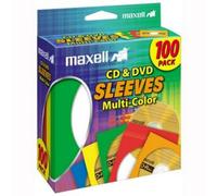 MAXELL 190132 CD/DVD HD PAPER SLEEVES 100 PK CLRS OFF-ACC NUOVO