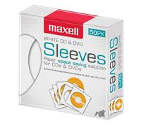 Maxell 190135 CD-400 CD/Dvd Paper Sleeves with Clear Window 50 Pack (White)