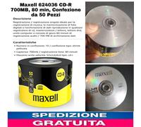 Maxell 624036 700MB 80min CD-R - 50 Pezzi CD-R REGISTRABILI