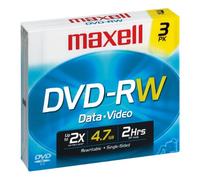 Maxell 635123 4.7GB Dvd-RW 3pc(s) Blank Dvd - Blank DVDs (4.7 GB, Dvd-RW, 3 pc(s), 120 min)