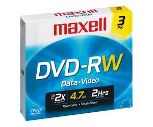 Maxell 635123 4.7GB Dvd-RW 3pc(s) Blank Dvd - Blank DVDs (4.7 GB, Dvd-RW, 3 pc(s), 120 min)
