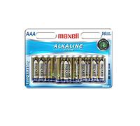 Maxell 723472 Batteria alcalina pronta per l'uso a lunga durata e affidabile AAA Cell 16-Pack con alta compatibilità