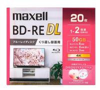 Maxell BEV50WPG.20S Disco Blu-ray per registrazione, BD-RE DL Hirobiro Wide Label Disc, per Registrazione Ripetuta, 50 GB (2 Layer), Supporta Registrazione Velocità da 1 a 2x, 20 Pezzi
