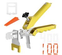 Maxentico Distanziatori Livellatori per Piastrelle, 1 Sistema di Livellamento per Piastrelle, 400 Linguette di Fissaggio+ 100 Cunei Riutilizzabili, per l'installazione di Piastrelle di Ceramica Giallo