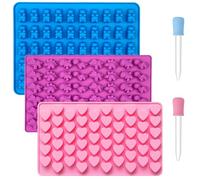 Maxentico Set da 3 Pezzi Stampini Orsetti Gommosi, Stampini per Caramelle Gommose, Stampo Silicone Cuore, Stampo Orsetto Silicone, Stampi Scatola Orsetti, Mini Cioccolato Fudge, Varie Forme di Animali