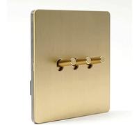 MAXEPO Interruttore Luce da Parete Retrò in Stile Industriale Oro Opaco Interruttore a Leva Opaco 86 Tipo 1-4 Gang 2 Vie Pannello Spazzolato Nascosto Doppio Controllo Presa per MAXEPO