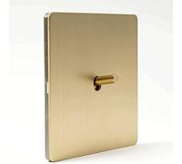 MAXEPO Interruttore Luce da Parete retrò in Stile Industriale Oro Opaco Interruttore in Ottone Interruttore a Leva Opaco 86 Tipo 1-4 Gang 2 Vie Pannello Spazzolato Nascosto Doppio Controllo Presa per