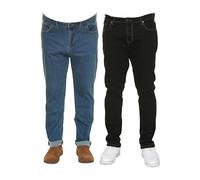 Maxfort Jeans Stretch Taglie Forti Uomo, Blu e Nero, Tessuto Morbido (IT, Numero, 64, Regular, Regular, Blu)