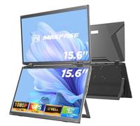 Maxfree Estensore schermo per computer portatile, 15,6", 1080p, FHD, con DP/Thunderbolt, USB Type-C HDMI, doppio monitor portatile pieghevole Plug & Play, per laptop/PC/Windows/Mac (chip