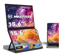 Maxfree Estensore schermo per computer portatile, 15,6", 1080p, FHD, con DP/Thunderbolt, USB Type-C HDMI, doppio monitor portatile pieghevole Plug & Play, per laptop/PC/Windows/Mac (chip
