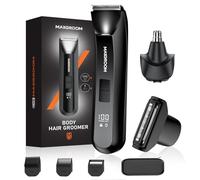 MAXGROOM Manscape, rasoio elettrico 3 in 1 per uomini e peli pubici, IPX7, impermeabile, con luce LED, con custodia da viaggio e ricaricabile tramite USB, regalo di Natale per uomini