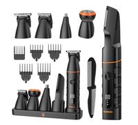 MAXGROOM Manscape - Rasoio per peli pubici e corpo tutto in uno, per uomini, senza graffi, per inguine e palline, impermeabile, kit elettrico da uomo con display a LED, ricaricabile tramite USB (nero)