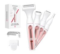 MAXGROOM Rasoio Elettrico Donna, Impermeabile Depilatore Corpo Donna, Rasoio Parti Intime Kit per Viso, Corpo e Inguine con Lama Ceramica, Ricarica Rapida Type-C, Led Display