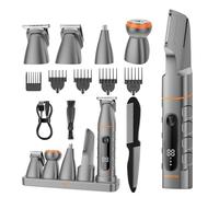 MAXGROOM Rasoio per il corpo da uomo, regolabarba 5 in 1 con rifinitore per peli del naso, rasoio elettrico per corpo, zone intime, barba, schiena, testicoli e pube