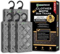 MaxGuard Trappole antitarme per vestiti, confezione da 5, feromoni extra resistenti, atossici, colla adesiva per armadi, tappeti, tarme senza esche, trappola e uccide le tarme