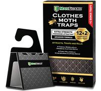 Maxguard - Trappole per tarme (12+2 trappole gratuite) feromoni extra resistenti, non tossici per armadi e tarme per tappeti, senza tarme | Lure, Trappola e uccidere le falene con cuscinetti