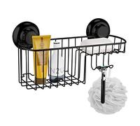 MaxHold Cesto da doccia - Ventosa sistema di vuoto - Cesto combinato multifunzionale in acciaio inossidabile - non arrugginisce mai - Scaffale portaoggetti con 2 ganci per bagno e cucina