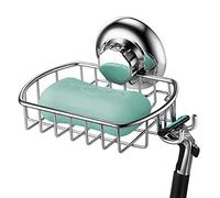 MaxHold Cesto per sapone senza trapano, porta sapone doccia con 2 ganci, ventosa sistema di vuoto, in acciaio inossidabile, non arrugginisce mai, porta spugna per cucina