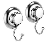 MaxHold Sistema di Vuoto 2 Pezzi Gancio da Accappatoio Singolo - Nessuna perforazione - Acciaio Inossidabile Nessuna Ruggine - Utilizzabile in Bagno e Cucina - 2 Uncini Portasciugamani