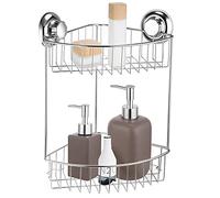 MaxHold Sistema di Vuoto Doppio/Cestello Angolare Da Doccia a Due Livelli - Nessuna perforazione - Acciaio Inossidabile Nessuna Ruggine - Utilizzabile in Bagno e Cucina