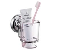 MaxHold Sistema di Vuoto Porta Spazzolino e Bicchiere - Nessuna Perforazione - Acciaio Inossidabile Nessuna Ruggine - Utilizzabile in Bagno e Cucina