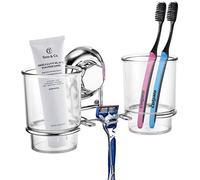 MaxHold Sistema di Vuoto Porta Spazzolino e Bicchiere - Nessuna Perforazione - Acciaio Inossidabile Nessuna Ruggine - Utilizzabile in Bagno e Cucina