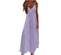 Maxi abiti da donna 2025 da donna con serratura scavata fuori abito da vacanza tinta unita senza maniche con scollo a V abiti midi per le donne, Viola, L