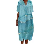 Maxi abiti da donna taglie forti abiti da donna casual estivo retrò abito con scollo a V abito a maniche corte abiti lunghi per donne alte stampa floreale abito camicia abito con tasche maxi abito da