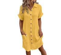 Maxi abiti da donna UK semplice scollo a V abiti da donna, Giallo, L