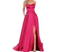 Maxi abiti formali per le donne abiti da damigella d'onore lunghi 2025 spalline sottili Halter Bodcie abito formale con fessura, Rosa, L