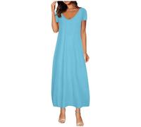 Maxi abito casual da donna taglie forti basic tinta unita scollo rotondo maniche corte abito t-shirt morbido comodo per donna tutti i giorni fluidi A-line lungo prendisole I miei ordini saldi
