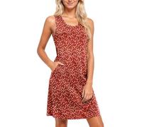 Maxi abito da donna 2026 Abito estivo casual senza maniche con tasche laterali - Vestito alla moda per tutti i giorni, comodo che scorre mussola basic linea A abiti casual, Colore: rosso, L