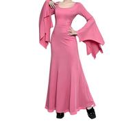 Maxi Abito Da Donna Gotico Maniche A Pipistrello Punk Abito Da Vampiro | Costume Da Vampiro Gotico Costume Da Strega Vestito Medievale per Serate in Discoteca Halloween Cosplay Carnevale