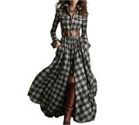 Maxi abito da donna, vintage, lungo, linea ad A, con scollo a V, elegante, con orlo asimmetrico, abito da cowgirl occidentale, stile country, abito da donna, 01-nero., L