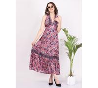 Maxi abito donna casual scollo a reggiseno senza schienale stampa floreale...