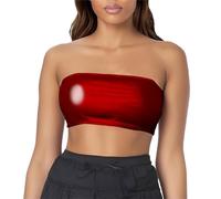 Maxi abito leopardato con una parte inferiore in pelle lucida e un gilet da palcoscenico che viene indossato e avvolto intorno al petto con una cinghia in pelle senza spalline, Colore: rosso, M