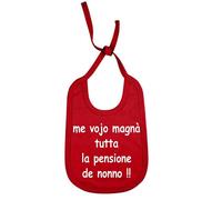 Maxi Bavaglino Personalizzato "me vojo magnà tutta la pensione de nonno" rosso