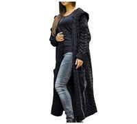 Maxi cardigan da donna maglioni - taglie forti casual accogliente caldo manica lunga aperto frontale a trecce cappotto lungo autunno inverno con cappuccio Outwear giacca da donna autunno inverno