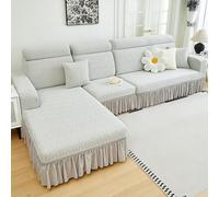 Maxi Copridivano per Divani Componibili, Copridivano Elasticizzato Angolare per Penisola Sinistra/Destra, Coperta per Divani Antiscivolo con la Gonna, AntiGraffio Gatto