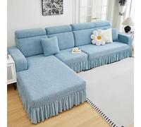 Maxi Copridivano per Divani Componibili, Copridivano Elasticizzato Angolare per Penisola Sinistra/Destra, Coperta per Divani Antiscivolo con la Gonna, AntiGraffio Gatto