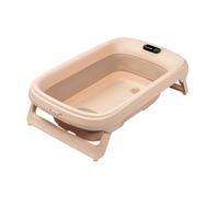 Maxi-Cosi Indigo Vaschetta Bagnetto Neonato Pieghevole, Bagnetto Bambini 0-4 Anni, Termometro HighSense Integrato, Anti-scivolo, Vaschetta Bagnetto Neonato da Viaggio, Chiusura Compatta, Muted Terra