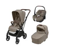 MAXI COSI - Trio Leona 2 Twillic Truffle con Navicella Sense e Seggiolino Auto Pebble 360 Pro2 + Base e Adattatori OMAGGIO